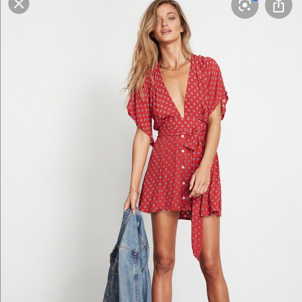 Faithfull the brand Lucy print red mini dress